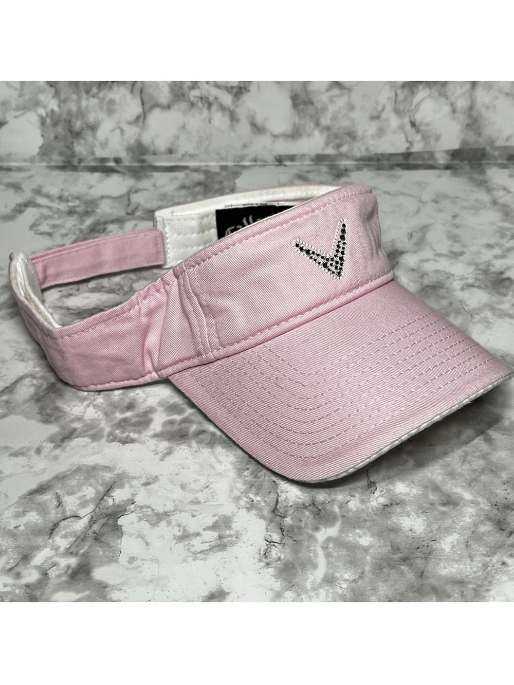 Callaway Golf Ladies Bling Metal Pink Rhinestone Logo Print Visor Athletic